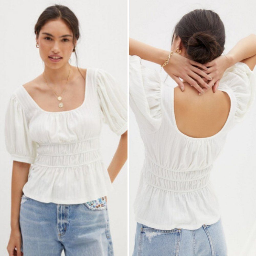 NWT Anthropologie Maeve Puff-Sleeved Top | S